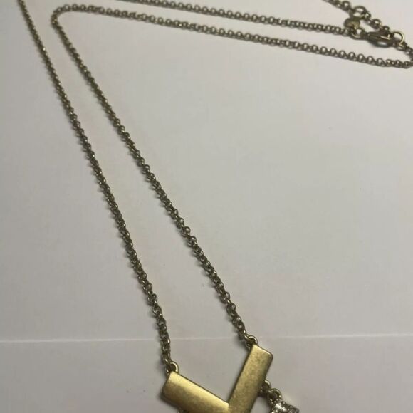 Signed J. Crew Matte Gold Tone Rhinestone Costume Statement Necklace - Picture 9 of 13